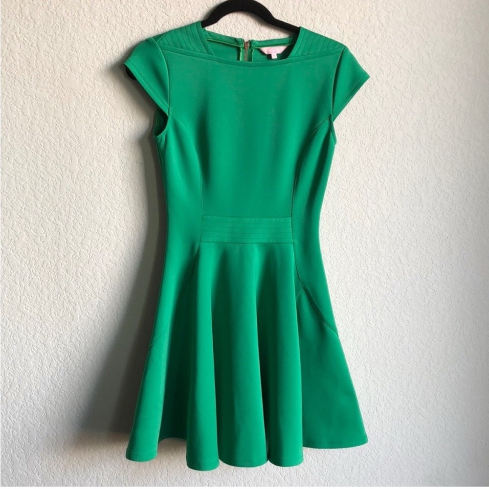 Ted Baker London Tezz Skater Dress Green Size 1 4 Cap Sleeve Pleated